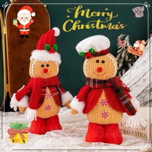 Cute Cartoon Christmas Gingerbread Man Plush Toy Soft Stuffed Doll Holiday Home Decoration New Year Gifts