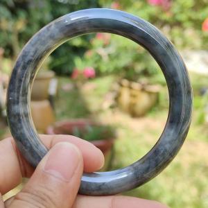 Quality Black wuji Natural Type A Jadeite Jade crafted with shape of Perfect Circle as Bangle Bracelet with certificate weigh 44.55 grams measurement 9.1 * 9.2 mm wrist size = 54mm (bangle3)