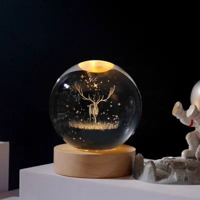 Đèn ngủ quả cầu pha lê 3D nhiều kiểu dáng quà tặng sinh nhật thích hợp trang trí phòng ngủ trang trí bàn làm việc