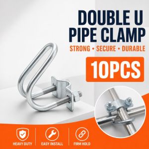10Pcs Double U Shaped Steel Clamp 90 Degree Square Pipe Connector For Greenhouse Farm Scaffold