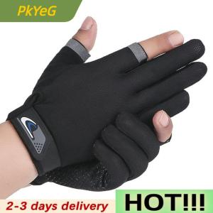 PkYeG Summer Men Fishing Gloves Women Two Finger Cut Male Touchscreen Angling Anti-Slip Sun-Proof Breathable Cycling Fitness Gloves