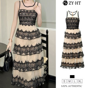 ZYHT EraVogue เดรสผู้หญิง เดรสสีดำ เดรสลูกไม้ เดรสแขนกุด เดรสทรงเอ เดรสไฮโซ เดรสวินเทจ เดรสออกงาน เดรสปาร์ตี้ เดรสฝรั่งเศส 9649