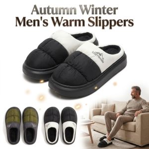 NALANILI Warm Mens Cotton Slippers Thickened Fleece-lined Slip On Home Shoes Casual Comfort Indoor Slippers Autumn Winter