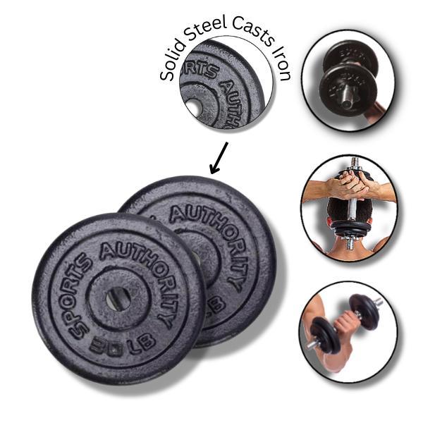 Barbell Plates 30 LBS 1 Pair. 1 inch Center Hole SPORTS AUTHORITY