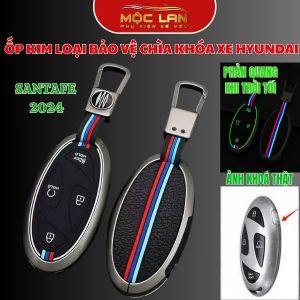Ốp bảo vệ chìa khóa bằng hợp kim có phản quang - OKL màu gray - Santafe 2024 otofunmoclan