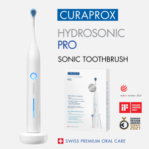 Curaprox Hydrosonic PRO Sonic Electric Toothbrush with 3 different brush heads for Adults with sensitive gums