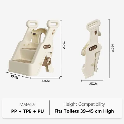 Kids Toilet Seat Toddler Potty Training Seat with Ladder Non-Slip Step Toilet with Handle Adjustable