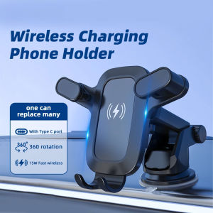High Power Wireless Fast Charging Phone Car Holder Charger 360° Rotation Suction Cup Phone Car Holder For iPhone Samsung Xiaomi