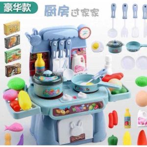 Kitchen Playset Kids Pretend Play Cooking Toymainan budak perempuanlelaki Mainan Pura-pura Dapur Masak-masak