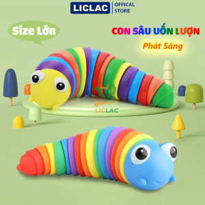 Đồ chơi Con Sâu Uốn Lượn loại CÓ ĐÈN nhiều màu sắc Size Lớn 18cm giúp giải trí giảm stress cho mọi lứa tuổi Đồ chơi Con Sâu in 3D - LICLAC
