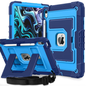 For Apple iPad A16 11th 10th 2025 2022 11.0 10.9 inch Tablet Kids Silicone Shockproof Case Heavy Duty Stand Cover With Shoulder Straps