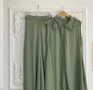 [ 2 IN 1 BISA COD ] NAURA ONE SET OUTER +  KULOT PAYUNG TANPA MANSET FULL FURING  KULOT LD110CM PB120CM PC95CM / SETELAN HIJAB MUSLIMAH / FASHION MUSLIMAH TRENDY KEKINIAN 2024 MEWAH NYAMAN