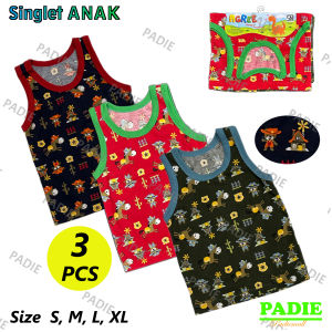 PADIe - 3 PCS Kaos Singlet/Kutung/Anak Laki/Perempuan Motif COWBOY SG-SB 001 AGREE KIDS Size S M L XL