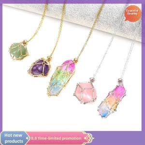 Graceful ที่ใส่สร้อยคอแบบกรงคริสตัลที่ใส่แบบสแตนเลสโซ่โลหะที่เก็บหินเครื่องประดับจี้ปรับขนาดได้