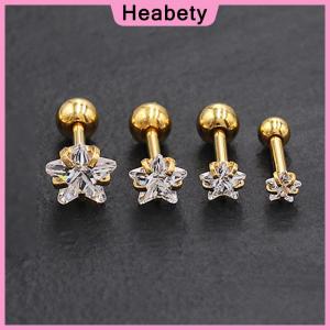 Heabety  316L Stainless Steel Helix  Star Earrings Women 1pc Trend Zircon Lobe Rook Cartilage Ear Jewelry Body Accessories