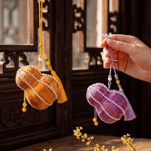 SWEET TIM mid autumn festival lantern 灯笼中秋节 DIY Material Package Gourd Pendant Pearl Lantern Chinese Style Handmade Rabbit Tassel Lamp Song Brocade with Tassel Mid-Autumn Lantern Hanfu Decoration