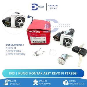 K03 KUNCI KONTAK ASSY KEY SATU SET + KUNCI JOK MOTOR REVO FI / REVO INJEKSI / KEY SET / GEMBOK KUNCI
