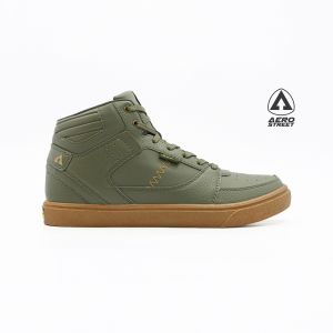 Aerostreet 37-44 Hoops High Gum Olive Olive - Sepatu Sneakers Casual Pria Wanita Aero Street 21JJ10
