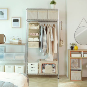 MZG-004 ชั้นแขวนเสื้อพร้อมชั้นวาง ปรับระดับได้  ขนาด 90x45x180 cm. สีโครเมี่ยม #4590180VAH345