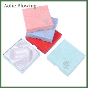 Aolie Square Jewelry Packaging Case Flower Print Bracelet Display Box Necklace Cardboard Gift Box Jewelry Organizer Cases