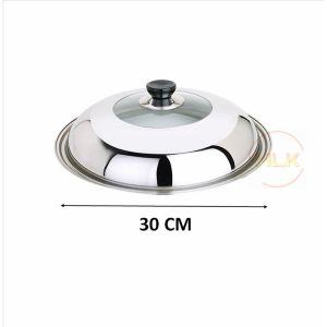 MLK Stainless Steel Glass Cover Tempered Glass Wok Pan Cover Lid Penutup Kuali Kaca Terpampang