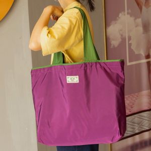 Waterproof Nylon Reusable Handbag Foldable Lightweight Shopping Tote Bag For Outdoor Supermarket Travel