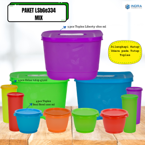 INDRA Houseware Paket Toples Plastik Liberty LSbGe344 – Set Isi 10 Pcs Tutup Rapat & Plastik Tebal