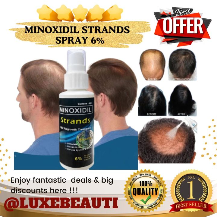 Minoxidil Strands SPRAY 6% Minoxidil Topical Solution (60ml per bottle ...