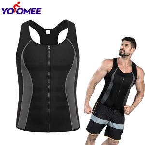 Yoomee Men Waist Trainer Vest for Weightloss Hot Neoprene Corset Body Shaper Zipper Sauna Sweat Tank Top Workout Shirt