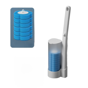 Disposable Toilet Brush Set With 12 Refills Wall Mounted Toilet Cleaning Brush Bathroom Antibacterial Long Handle Toilet Cleaning Set