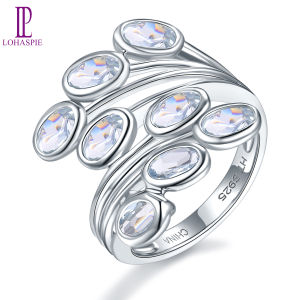 Women Ring Gift Real Blue Aquamarine 925 Sterling Silver Natural Gemstone