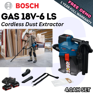 BOSCH GAS 18V-6LS PRO Cordless Dust Extractor Vacuum Cleaner | L-Class Dust Protection