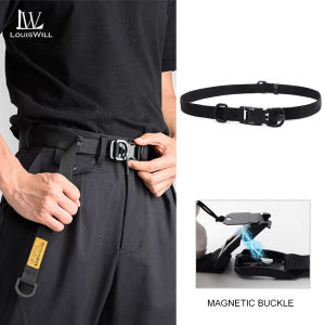 LouisWill Men’s Canvas Belt Automatic Magnetic Buckle Belt Leisure Belt Stylish Belt Fashion Waistband Youth Sports Pant Belt Stylish Simple Nice Waistband Durable Belt