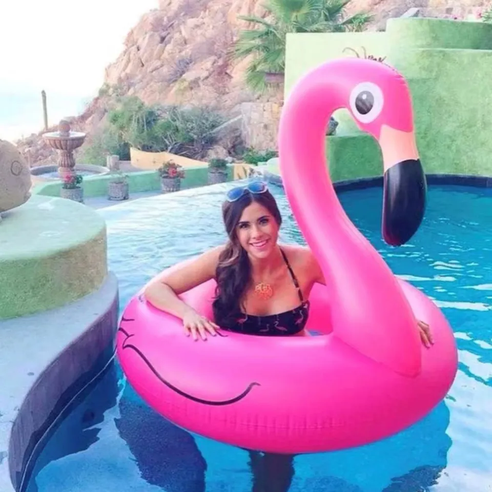 90CM FLAMINGO SWIM RING FLOATER FOR ADULT/Inflatable Giant Flamingo Shaped  Swimming Pool Float Ring