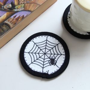 CHENJIE 6pcs Chịu nhiệt Tấm lót ly dệt Dây thừng bông Kết cấu dày Tấm lót bàn ăn Halloween Tấm lót ly bằng vải dệt kim Chất thấm nước Thảm bí ngô Cốc cà phê