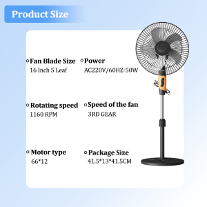 Goldstar Electric Fan Stand Fan Wall Fan 16 Inch Portable air circulator fan 5-blade super large wind power energy saving vertical fan Powerful motor Fresh Air circulator for Indoor Use Cool & Gentle breeze