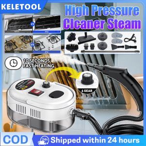 6500W Pressure Steam Cleaner Handheld High Temp Portable Cleaning Machine 6-gears Adjustable Home Car Kitchen Bathroom Furniture