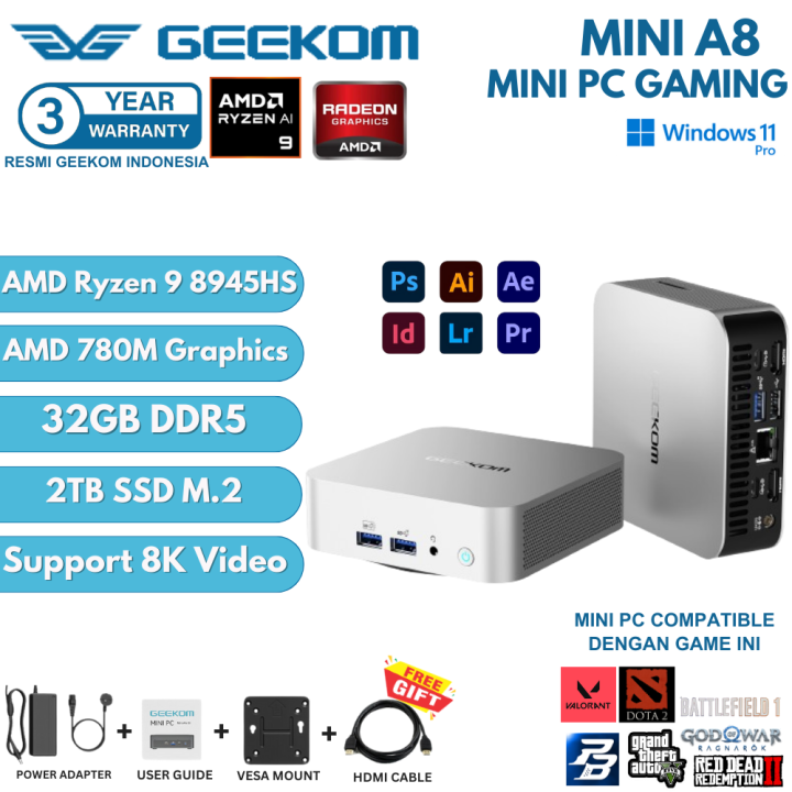 Geekom Mini Pc Gaming Amd A8 Ryzen 9 8945hs 32gb Ram Ddr5 2tb Ssd