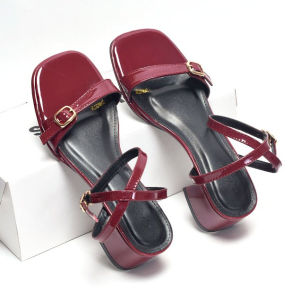 Sandal Cao Gót Merly 1640 Chính Hãng Quai Ngang Mảnh Đế Vuông 5cm Big Size 35-43 Da Bóng Sang Trọng Đi Tiệc Áo Dài