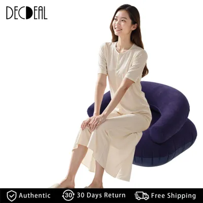 Decdeal Inflatable Lounge Chair Sofa for Adults Flocking PVC U Shaped Backrest Portable Couch for Living Room Bedroom Office Balcony Outdoor Travel