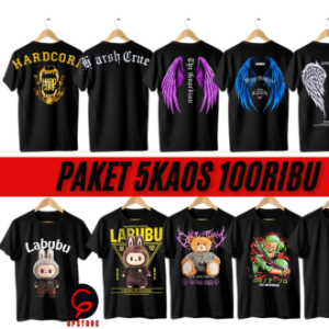 paket 100ribu dapat 5 kaos anak seri gambar terbaru 5-14 tahun