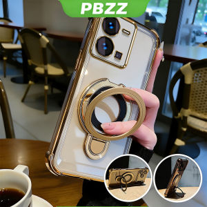 Ốp lưng PBZZ cho điện thoại VIVO Y22 Y22S Y22T Y35 4G 2022 ốp mềm silicon chống sốc thiết kế mới thẩm mỹ trong suốt có túi khí màu hồng dễ thương kèm giá đỡ dành cho nữ SJUZJ02