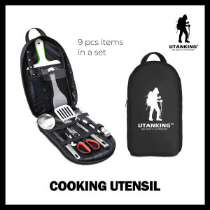 UtanKing™ Cooking Utensils Organizer Set BBQ Camping Cookware Set Kitchen Utensil Kit Alat Memasak