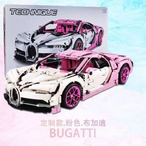 1: 8 Compatible with LEGO Technic 42083 Pink/blue Bugatti Veyron sports car building block model4028 PCS High difficulty assembly toy gift  ⚡24 Hour Shipping⚡Toy Building Blocks