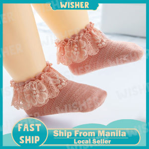 Cute Lace Flower Newborn Baby Socks Soft Baby Girl Socks Cotton Breathable Ankle Socks White & Pink Baby Girl Children Toddler Socks