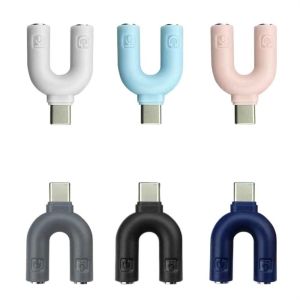 DUDAN for MP3/4 Player Dual 3.5mm Music Converter Aux Converter Audio Splitter Cables Microphone  Connector U Type Adapter USB C to 3.5mm Jack Headphone Plug Type C to 3.5mm Adapter