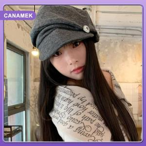 【CANAMEK】 Retro Literary Cloud Berets Hat Women Winter Autumn Solid Color Travel Casual Versatile Show Face Small Elegant Painter Hat