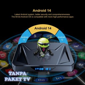 STB Android 14 Smart TV Box Android X96Q PRO MAX+ Voice Remote Ram 4GB Rom 64GB 4/64 8K Allwinner H728 Octa Core Wifi 6 Bluetooth Unlock Full Channel TV Iflix Tanpa Bayar Bulanan GRATIS