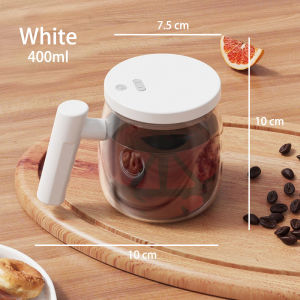 USB 400ml Automatic Mixing Cup With Lid Auto Stirring Mug Travel Self Stir High Speed Electric Self Stirring Mug Electric Stirring Rechargeable Coffee Cup Glass With Handle