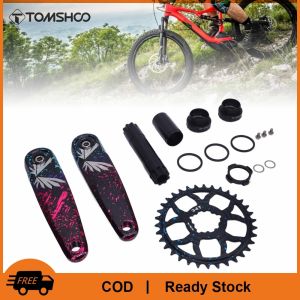 TOMSHOO Mountain Bike Hollow Split Crank Positive Negative Teeth Chainring Crank Set Bike Crank Arm Set